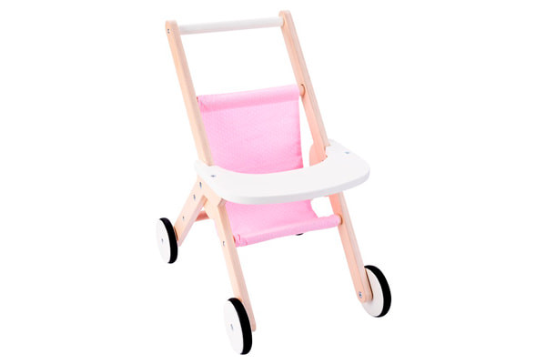 Houten wandelwagen roze