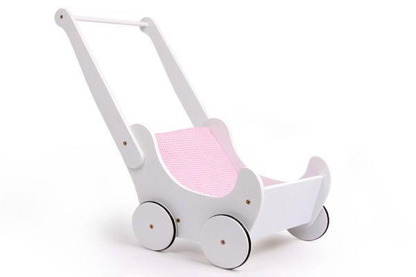 Houten poppenwagen wit.