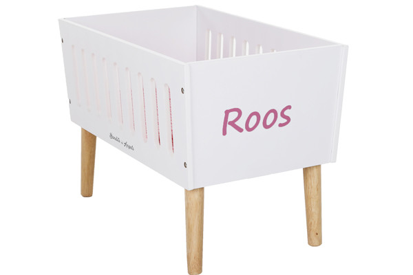 Naamsticker geschikt voor poppenbedje wit.