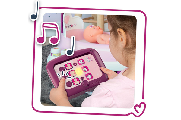 De tablet geeft aan wat de baby nodig heeft.