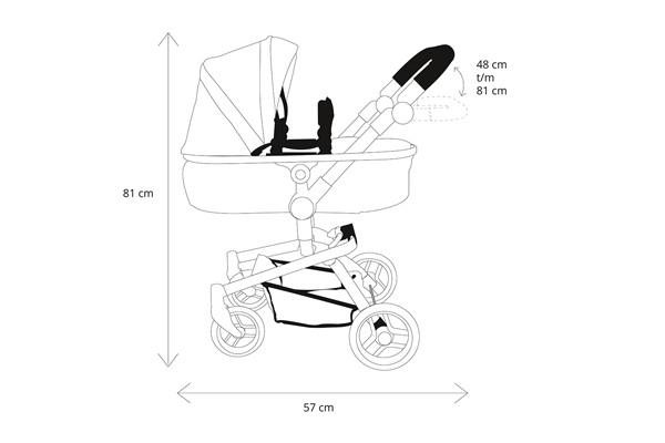 De afmetingen van de poppenwagen