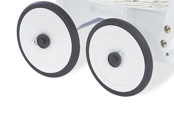 4 vaste wielen met rubberen banden