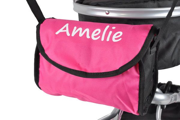 Draag de tas om je schouder of om de poppenwagen.