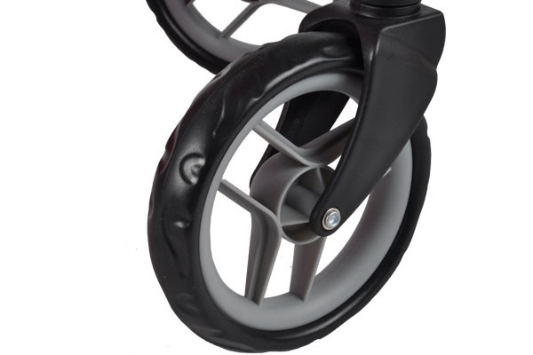 Geluidsarme zwenkwielen.