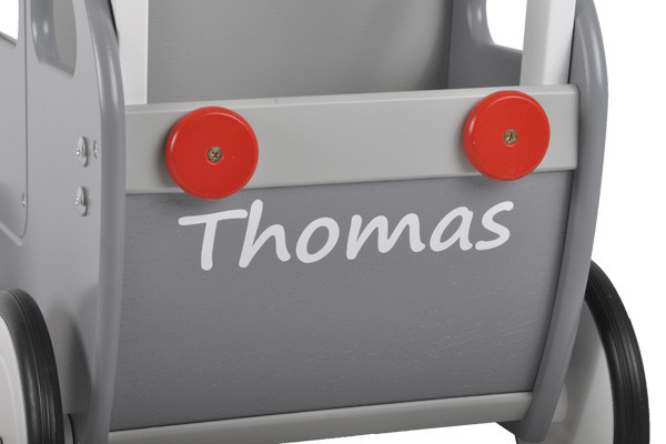 Witte sticker met jouw eigen naam.