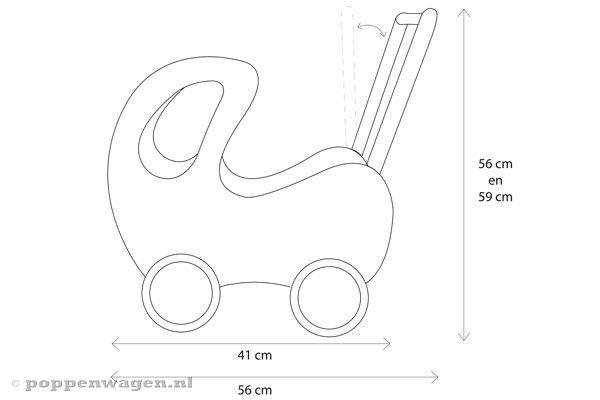 De afmetingen van de Sweet Angel poppenwagen.