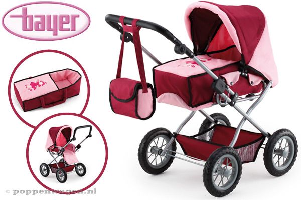 Bayer Design 17023AA Combi Poppenwagen Xeo Tas Bordeaux Roze Sterren Aanbieding 45188880