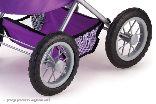 Met stevige kunststof wielen.