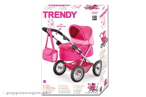 Compleet met roze luiertas.