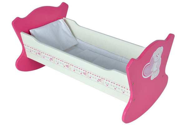 Vrolijk poppenbedje met opdruk van een beer.