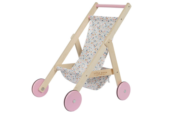 Houten poppenbuggy Spring Flowers.