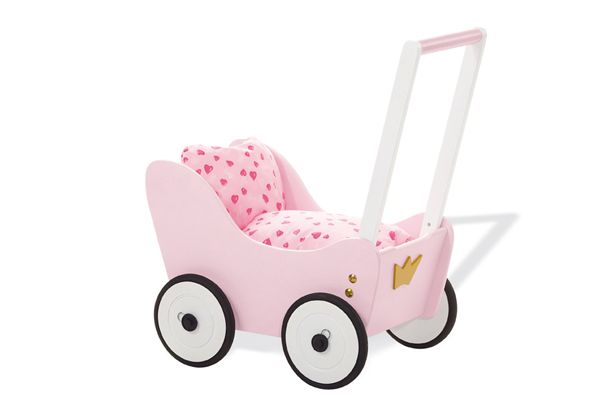 Pinolino poppenwagen met prinsessen kroontje.