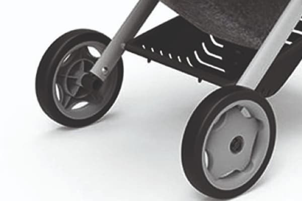 Rubberen wielen achter.